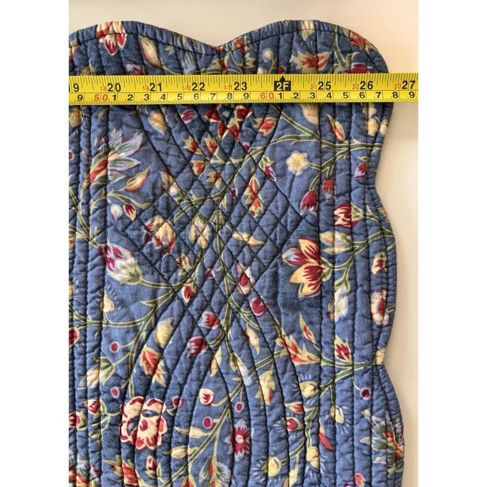 Williamsburg Blue Floral Wakefield Reversible Stripes Full/Queen Quilt + 2 Shams
